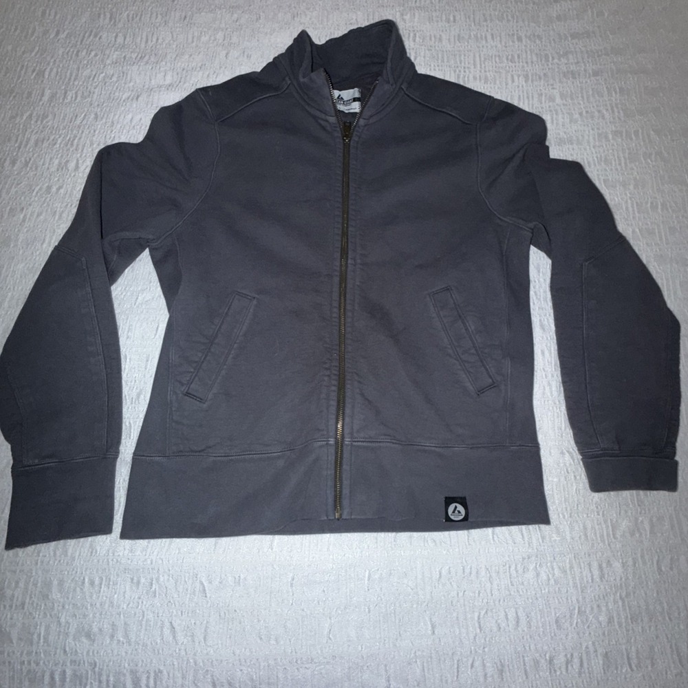 American Giant Moto Jacket Men's Large Gray Full Zip Sweatshirt Heavy USA Made